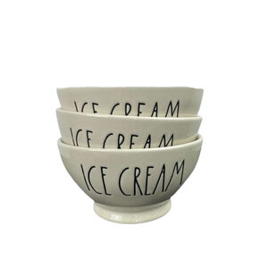 Rae Dunn Magenta Collection ICE CREAM Set of 3 Bowls Snacks Cereals Desert